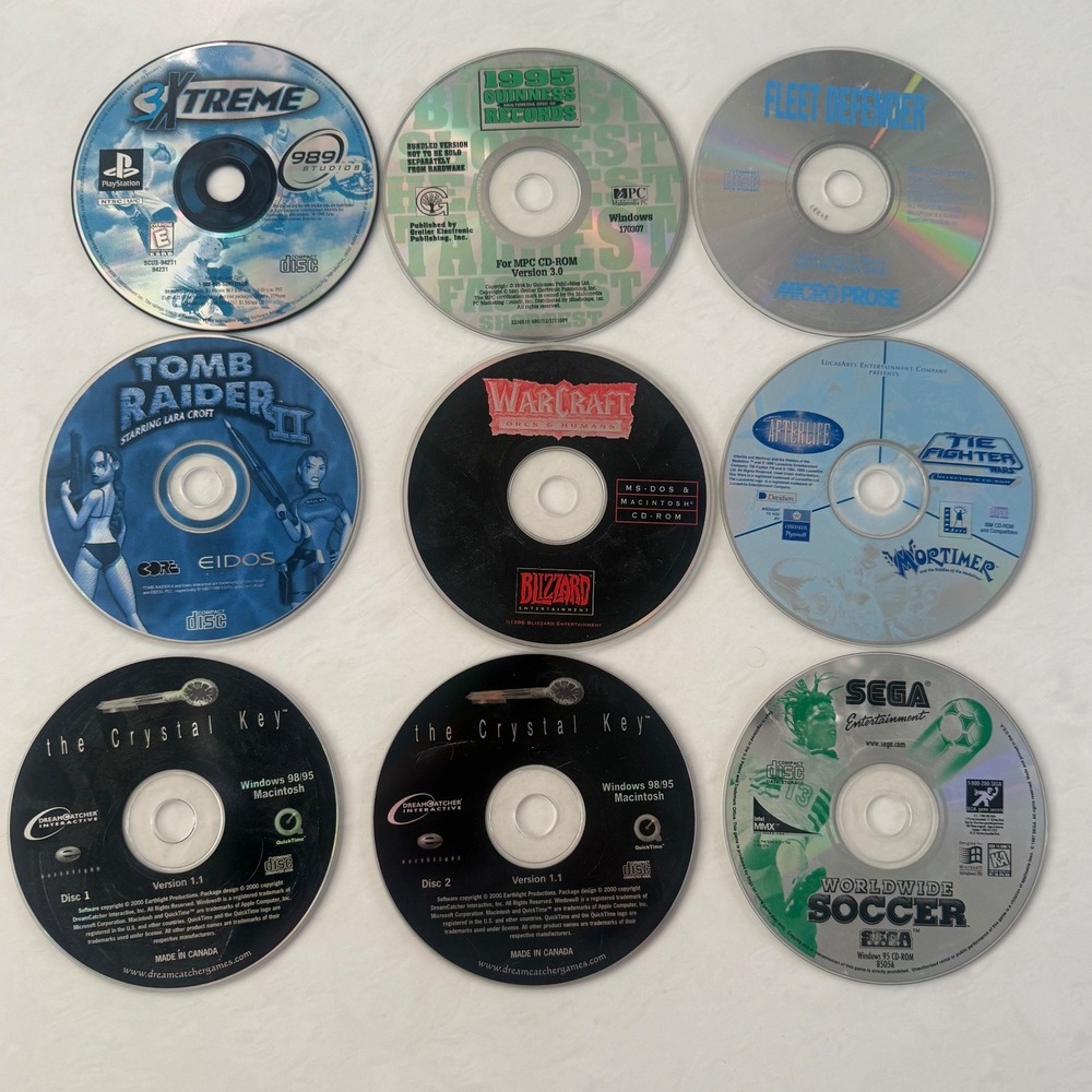 Vintage PC PlayStation Video Game‎ CD ROM Disc Lot Tomb Raider Sega Untested